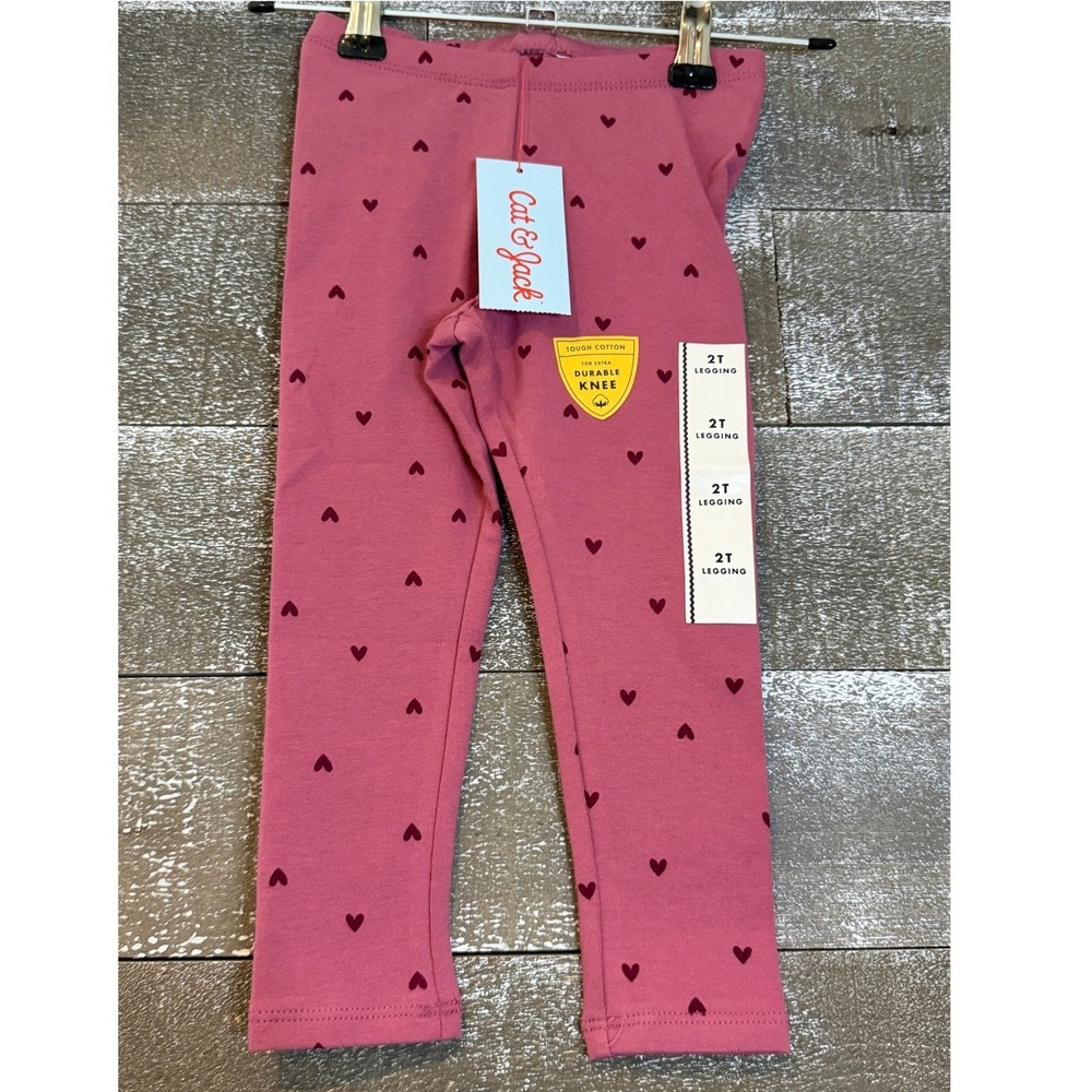 Cat & Jack Leggings Toddler Girls 2T Pink Heart NWT